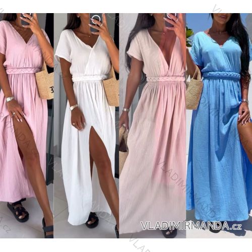 Women's Long Chiffon Short Sleeve Dress (S/M ONE SIZE) ITALIAN FASHION IMWGS231048