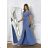 Women's Long Elegant Dress with Wide Straps (SL) FRENCH FASHION FMPEL23VELVET blue denim 42