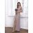 Women's Long Elegant Dress with Wide Straps (SL) FRENCH FASHION FMPEL23VELVET beige 38