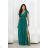 Women's Long Elegant Dress with Wide Straps (SL) FRENCH FASHION FMPEL23VELVET emerald green 48