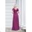 Women's Long Elegant Dress with Wide Straps (SL) FRENCH FASHION FMPEL23VELVET růžová fuchsiová 48