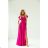Women's Long Elegant Dress with Wide Straps (SL) FRENCH FASHION FMPEL23VELVET růžová fuchsiová 52
