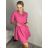 Šaty košilové dlouhý 3/4 rukávem dámské s kapsou tenké (uni s/m) ITALSKÁ MÓDA IM322IVE Pink dark S/M