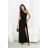 Women's Long Elegant Dress with Wide Straps (SL) FRENCH FASHION FMPEL23VELVET black 44