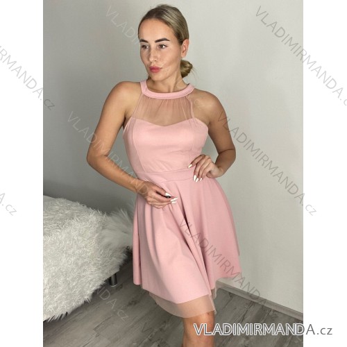 Women's elegant party long sleeve dress (S/M ONE SIZE) ITALIAN FASHION IM322282 S/M Old-pink