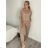 Women's Long Chiffon Short Sleeve Dress (S/M ONE SIZE) ITALIAN FASHION IMWGS231048 S / M Brown