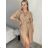 Women's 3/4 long sleeve shirt dress (XS/S/M ONE SIZE) ITALIAN FASHION IMD25030 S / M beige