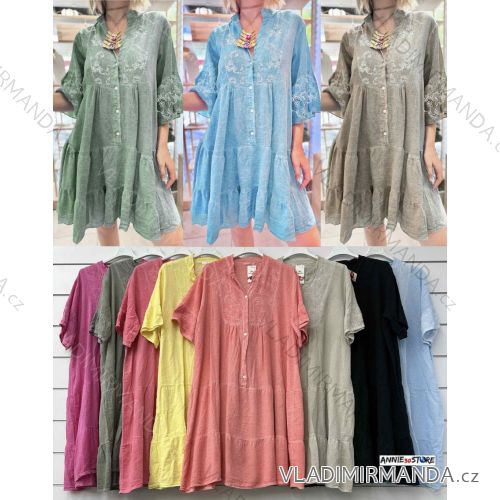 Women's short sleeve summer casual dress (S/M/L ONE SIZE) ITALIAN FASHION IMWGB25022