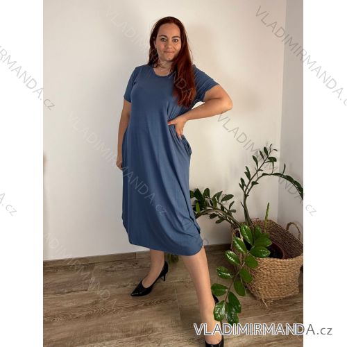 Short summer long sleeve women's dress, oversized (54/56/58 ONE SIZE) ITALIAN FASHION IM425070 52/54 blue