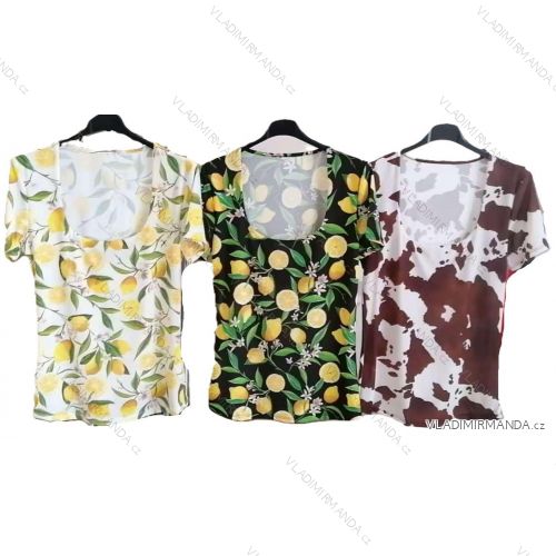 Lemon cowprint short sleeve women's T-shirt (XS/S/M ONE SIZE) IMM25M1108