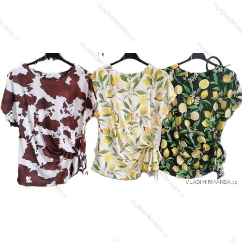 Lemon cowprint short sleeve women's T-shirt (S/M/L ONE SIZE) IMM25M5256