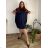 Summer dress oval short sleeve women's oversized (50/52/54 ONE SIZE) ITALIAN FASHION IM425011 52/54 dark blue