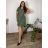 Women's Oversized Knitted Long Sleeve Sweater (S/M ONE SIZE) ITALIAN FASHION IMSN2416125 46/48 green khaki