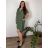 Women's Oversized Knitted Long Sleeve Sweater (S/M ONE SIZE) ITALIAN FASHION IMSN2416125 46/48 green khaki