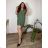 Women's Oversized Knitted Long Sleeve Sweater (S/M ONE SIZE) ITALIAN FASHION IMSN2416125 46/48 green khaki