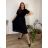Women's Oversized Knitted Long Sleeve Sweater (S/M ONE SIZE) ITALIAN FASHION IMSN2416125  black