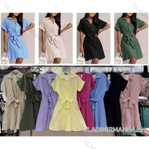Women's short sleeve summer casual dress (S/M/L ONE SIZE) ITALIAN FASHION IMWGB25022