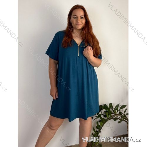 Shirt 3/4 sleeve ladies strip (4XL/5XL ONE SIZE) ITALSKÁ MÓDA IM422026 54/56/58 dark kerosene