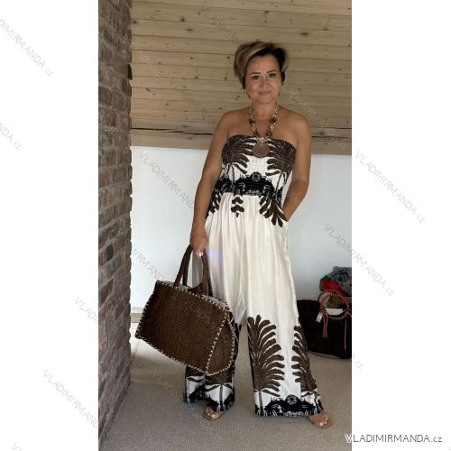 Long Jumpsuit with Pendant 3/4 Long Sleeve Women's Plus Size (50-58) ITALIAN FASHION IMWEC24016