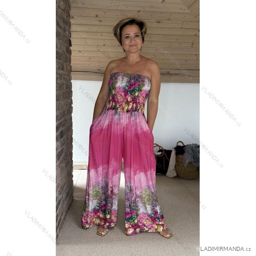 Long Jumpsuit with Pendant 3/4 Long Sleeve Women's Plus Size (50-58) ITALIAN FASHION IMWEC24016