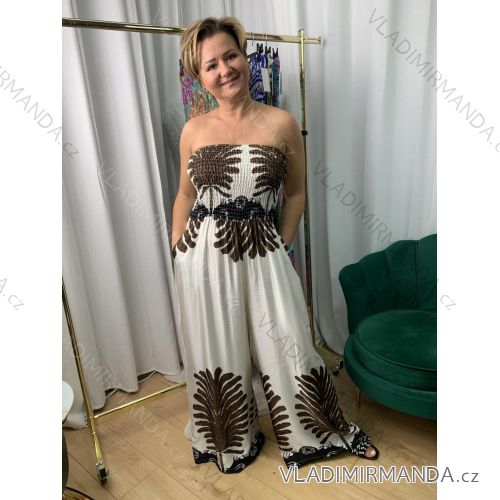 Long Jumpsuit with Pendant 3/4 Long Sleeve Women's Plus Size (50-58) ITALIAN FASHION IMWEC24016