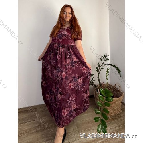 Women's long summer oversize pants (S/M/L ONE SIZE) ITALIAN FASHION IM425271 50/52/54 wine