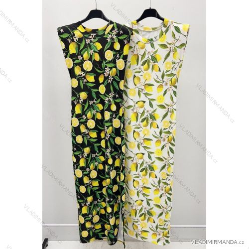 Long elegant summer dress lemon and polka dots sleeveless women's (XS/S/M ONE SIZE) ITALIAN FASHION IMM25M33444