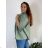 Women's Oversized Knitted Long Sleeve Sweater (S/M ONE SIZE) ITALIAN FASHION IMSN2416125  green khaki
