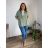 Women's Oversized Knitted Long Sleeve Sweater (S/M ONE SIZE) ITALIAN FASHION IMSN2416125  green khaki