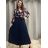 Blouse Shirt Long Floral Sleeveless Ladies (UNI S-M) ITALIAN FASHION IMW20A0-17 S / M dark blue