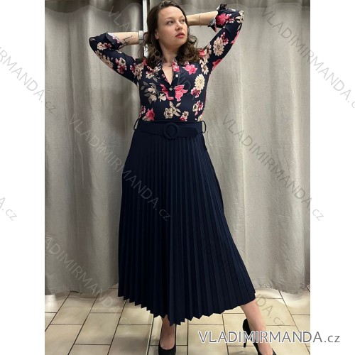 Blouse Shirt Long Floral Sleeveless Ladies (UNI S-M) ITALIAN FASHION IMW20A0-17 S / M dark blue