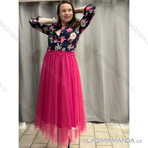 Women's long tulle skirt (S/M/L ONE SIZE) ITALIAN FASHION IMC23061/DUR dark. pink