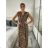 Women's Long Elegant Icecool Sleeveless Dress (S/ML/XL) ITALIAN FASHION AINUOSI IMB24Y1090 -   hnědá leopard -   L / XL
