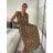 Women's Long Elegant Icecool Sleeveless Dress (S/ML/XL) ITALIAN FASHION AINUOSI IMB24Y1090 -   hnědá leopard -   L / XL
