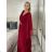 Long elegant short sleeve women's dress (S/M/L ONE SIZE) ITALIAN FASHION IMPSH2550410 M / L wine