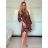 Elegant Leopard Long Sleeve Women's Dress (S / M ONE SIZE) ITALIAN FASHION IMWY216554 S / M dark brown