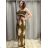 Long Jumpsuit with Pendant 3/4 Long Sleeve Women's Plus Size (50-58) ITALIAN FASHION IMWEC24016 Brown 44/46/48
