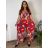 Long Jumpsuit with Pendant 3/4 Long Sleeve Women's Plus Size (50-58) ITALIAN FASHION IMWEC24016 44/46/48 red