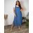 Women's elegant party long sleeve dress (S/M ONE SIZE) ITALIAN FASHION IM322282 48/50 Royal blue