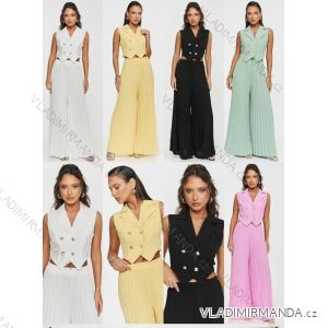 Set of elegant sleeveless vest and long pleated trousers for women (XS/S/M ONE SIZE) ITALIAN FASHION IMM25M41038
