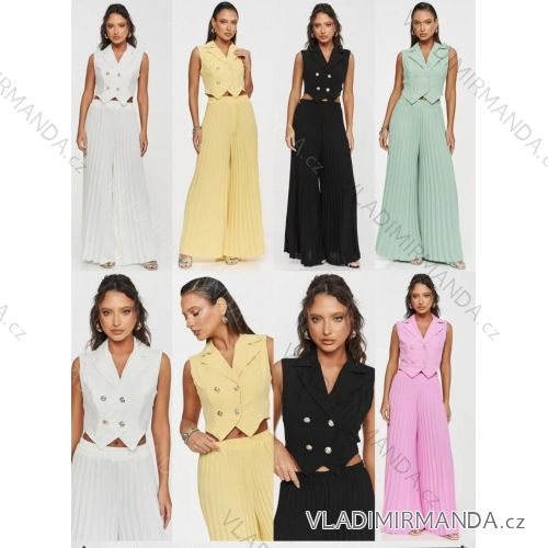 Set of elegant sleeveless vest and long pleated trousers for women (XS/S/M ONE SIZE) ITALIAN FASHION IMM25M41038