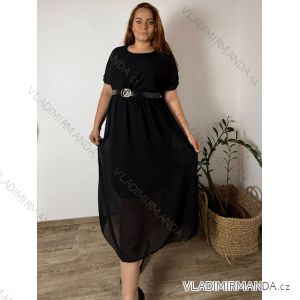 Elegant chiffon dress short sleeve women's oversized (46/48/50 ONE SIZE) ITALIAN FASHION IM425035