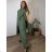 Elegant trousers with belt for women (S/M/L ONE SIZE) ITALIAN FASHION IM425057 50/52/54 green khaki