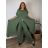 Elegant trousers with belt for women (S/M/L ONE SIZE) ITALIAN FASHION IM425057 50/52/54 green khaki