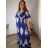 Women's short sleeve summer casual dress (S/M/L ONE SIZE) ITALIAN FASHION IMWGB25022 XL/2XL blue