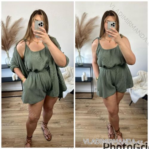 Long Jumpsuit with Pendant 3/4 Long Sleeve Women's Plus Size (50-58) ITALIAN FASHION IMWEC24016