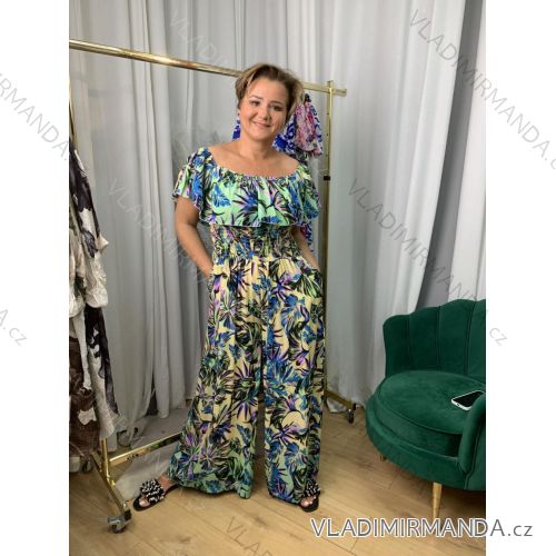 Long Jumpsuit with Pendant 3/4 Long Sleeve Women's Plus Size (50-58) ITALIAN FASHION IMWEC24016