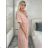 Women's Long Chiffon Short Sleeve Dress (S/M ONE SIZE) ITALIAN FASHION IMWGS231048 S/M béžová