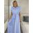 Women's Long Chiffon Short Sleeve Dress (S/M ONE SIZE) ITALIAN FASHION IMWGS231048 S / M white