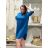 Short Sleeve Shirt Dress women (uni L-2XL) ITALIAN MODA IMS20002 modrá petrolejová 